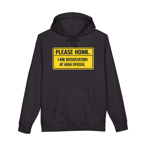 Notice Of Active Dissociation Hoodie — Mental Health Driving Road Dark — Black