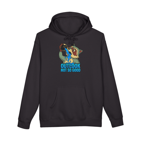 Outlook Not So Good — Funny Raccoon Hoodie — Black