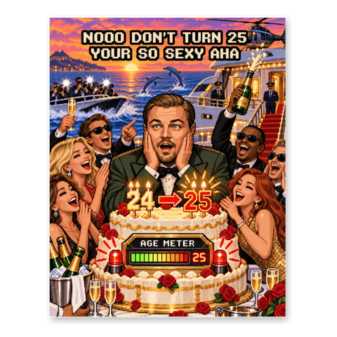 The 25-Year Glitch Poster — Funny Leonardo DiCaprio Turning 25 Meme