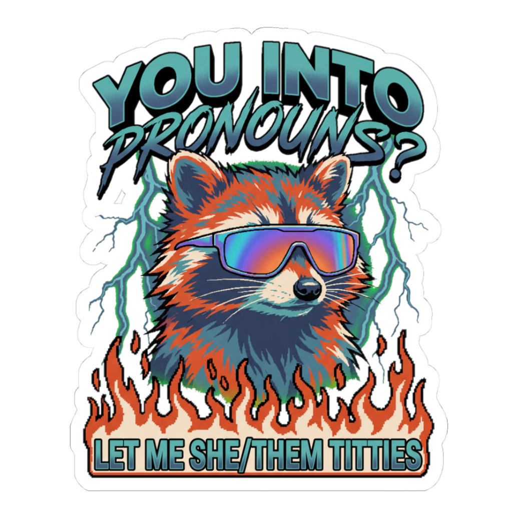 Can I She/Them Sticker — Funny Queer Meme Joke — White