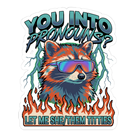 Can I She/Them Sticker — Funny Queer Meme Joke — White