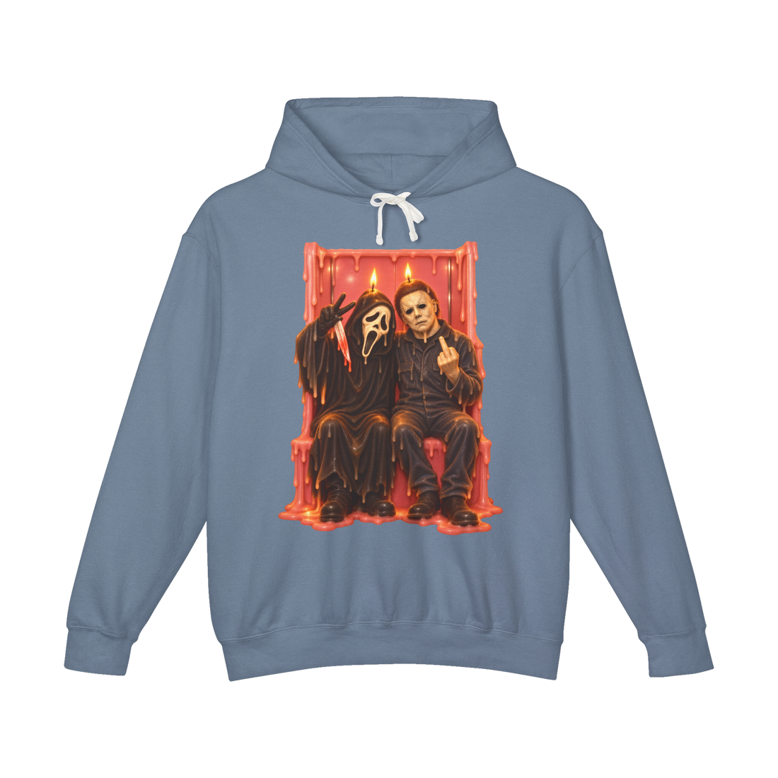 Pastel Slasher Waxworks Hoodie — Funny Ghostface — Blue Jean