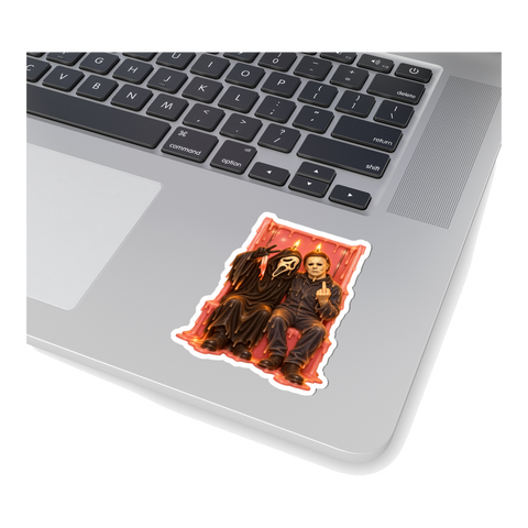 Pastel Slasher Waxworks Sticker — Funny Ghostface — White