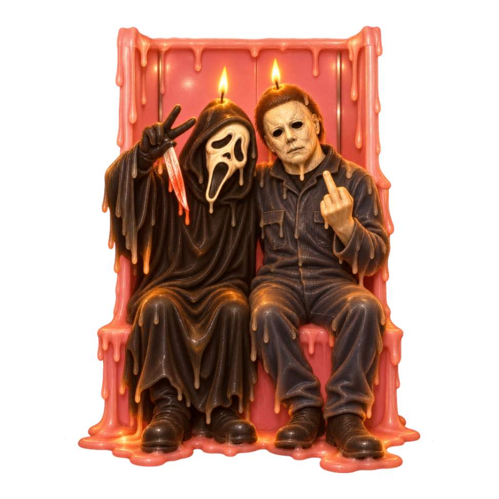 Pastel Slasher Waxworks Sticker — Funny Ghostface — White