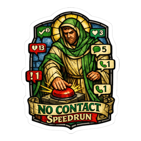 Patron Saint of Blocking — Funny Introvert Sticker — White
