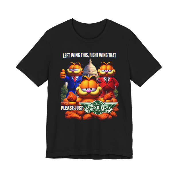 Please Just Wingstop T-Shirt — Funny Garfield Wingstop Meme — Black