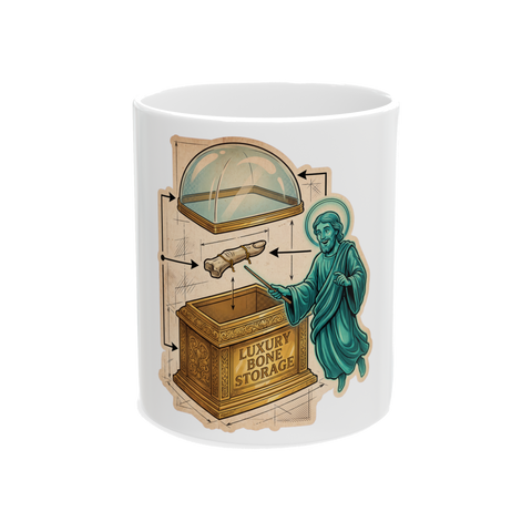 Bone Vault Schematics Mug - Funny Medieval Reliquary Cup