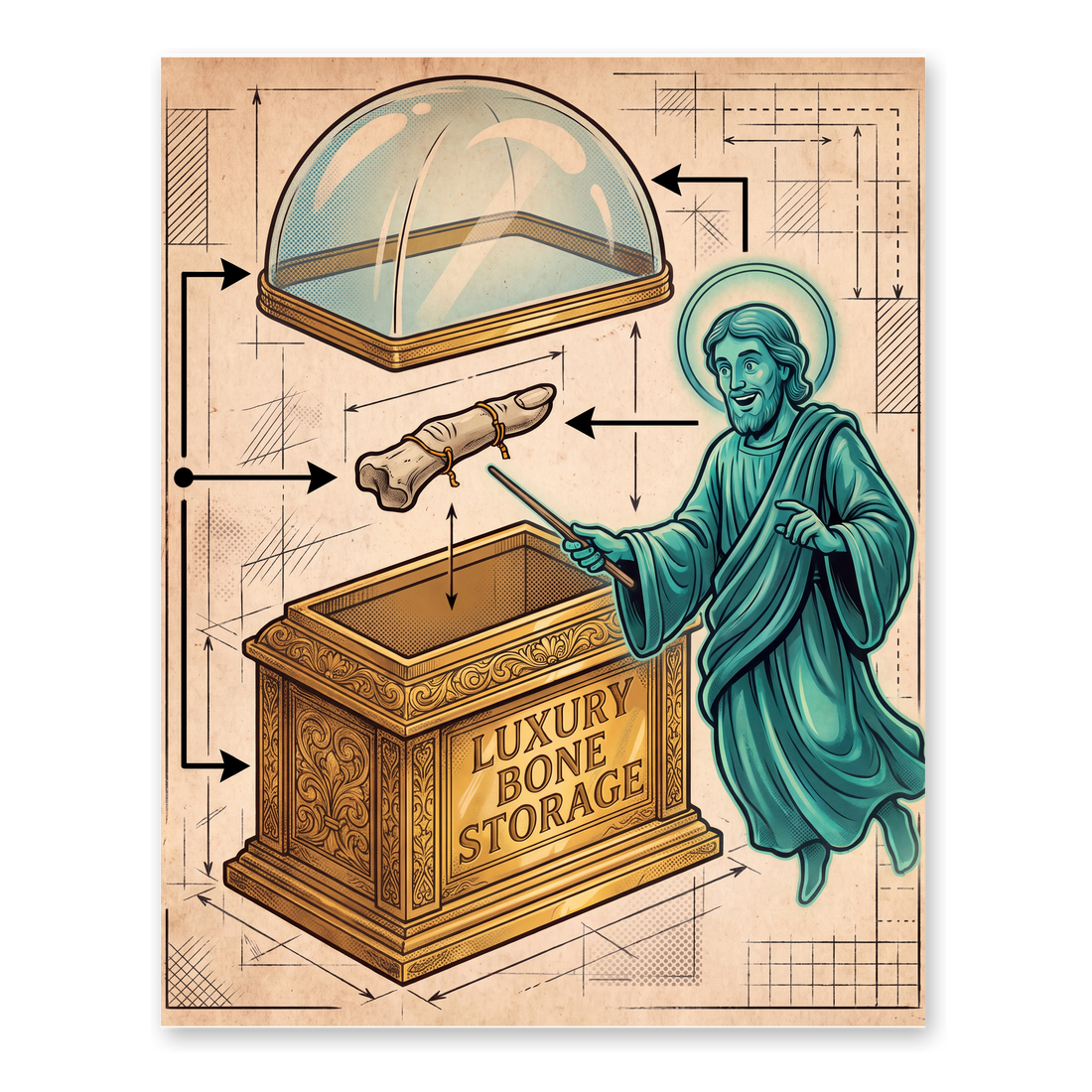 Bone Vault Schematics Poster - Funny Macabre Decor