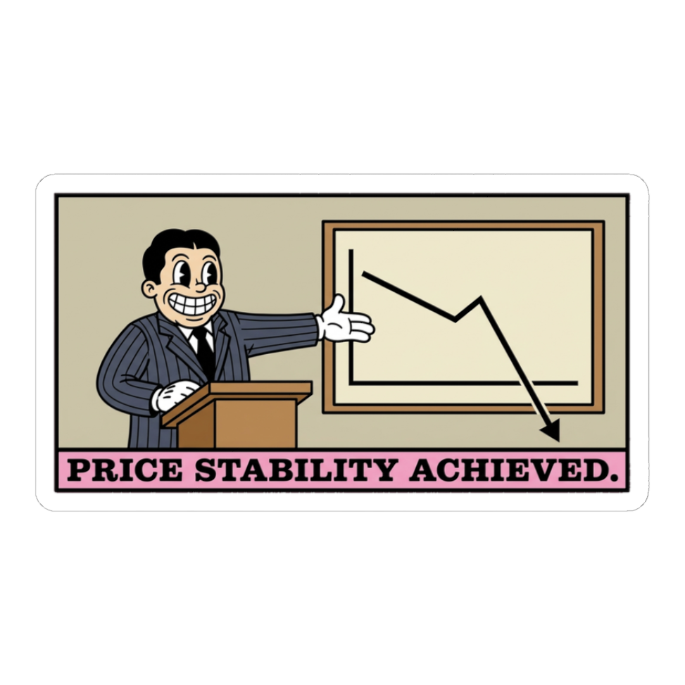Price Stability Achieved — Funny Economics Meme Sticker
