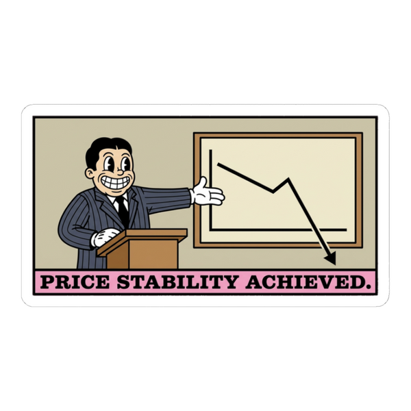 Price Stability Achieved — Funny Economics Meme Sticker