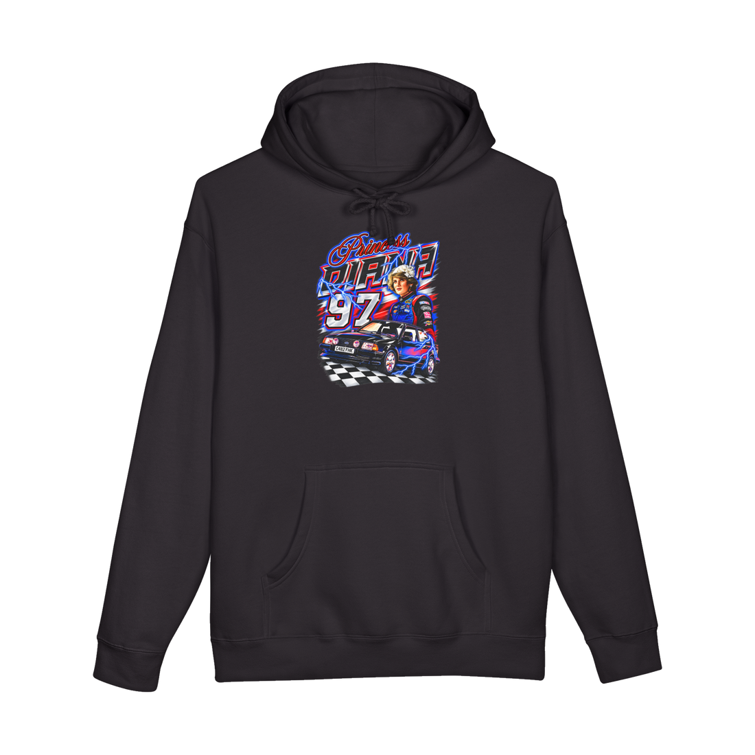 Princess Diana 97 Racing Hoodie — Nascar 90S Bootleg Graphic Ford — Black