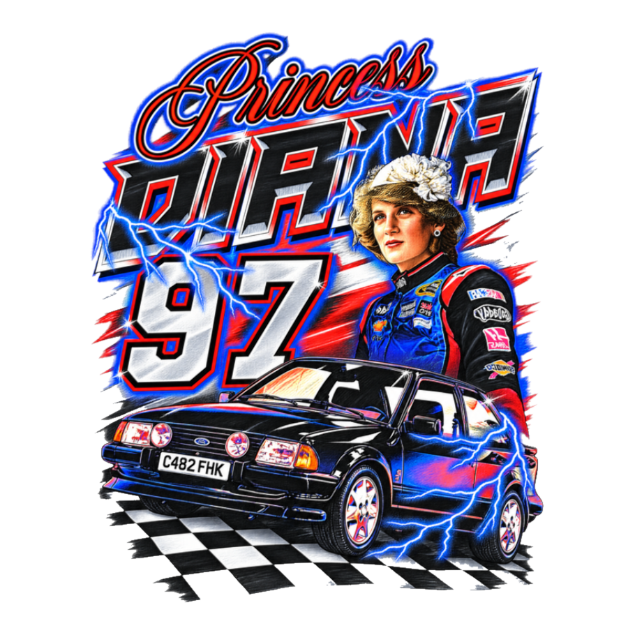 Princess Diana 97 Racing Sticker — Nascar 90S Bootleg Graphic Ford — White