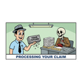 Processing Your Claim — Funny Social Security Skeleton Sticker — view 1