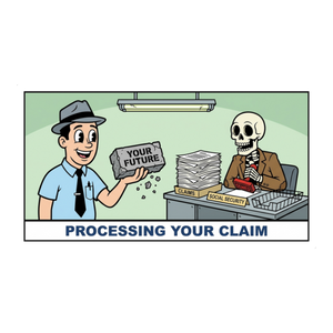 Processing Your Claim — Funny Social Security Skeleton Sticker