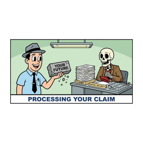 Processing Your Claim — Funny Social Security Skeleton Sticker