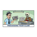 Processing Your Claim — Funny Social Security Skeleton Sticker — view 2