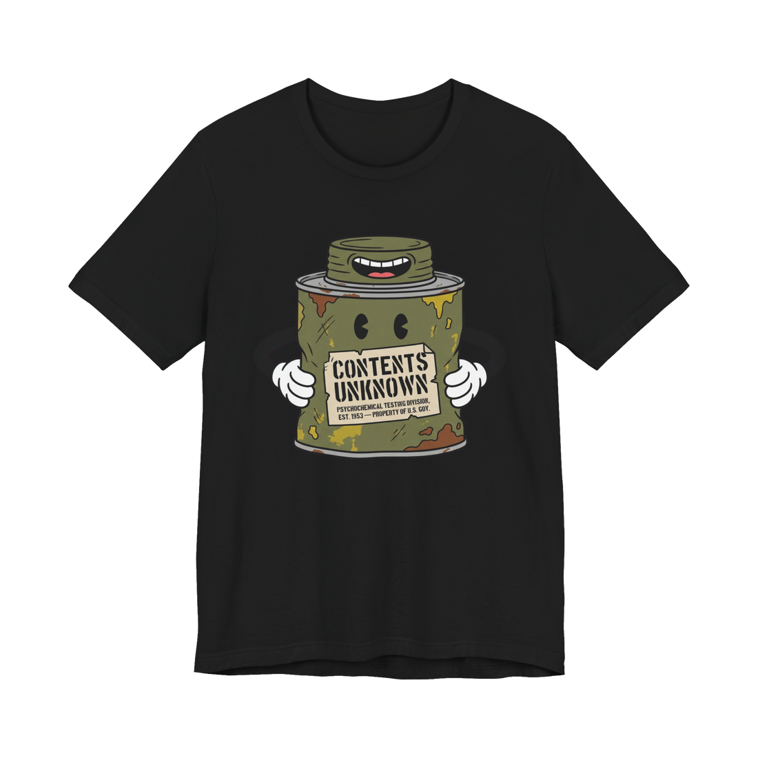 Property of D.O.D. Psychochemical Testing Division — MKUltra Tee — Black
