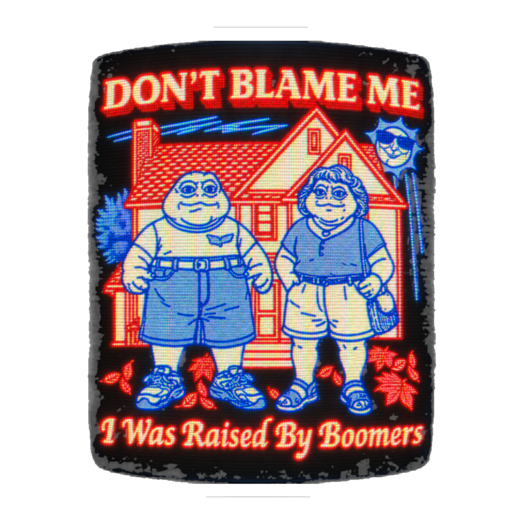 raised by literal dinosaurs Sticker — Dinosaurs TV Show Boomer Humor — White