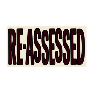 RE-ASSESSED Stamp Sticker — Funny Bureaucratic Decal