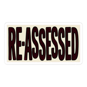 Re-Assessed Stamp Sticker — Funny Bureaucratic Decal