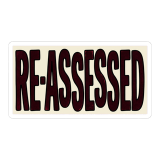Re-Assessed Stamp Sticker — Funny Bureaucratic Decal