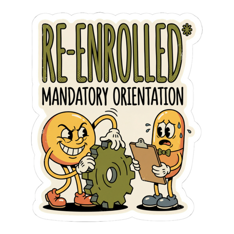 Re-Enrolled Mandatory Orientation Fall Cycle — Funny Sticker — White