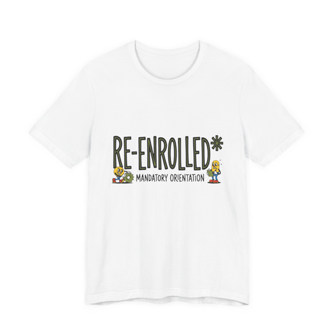 Re-Enrolled Fall Cycle T-Shirt — Funny Mandatory Orientation Tee