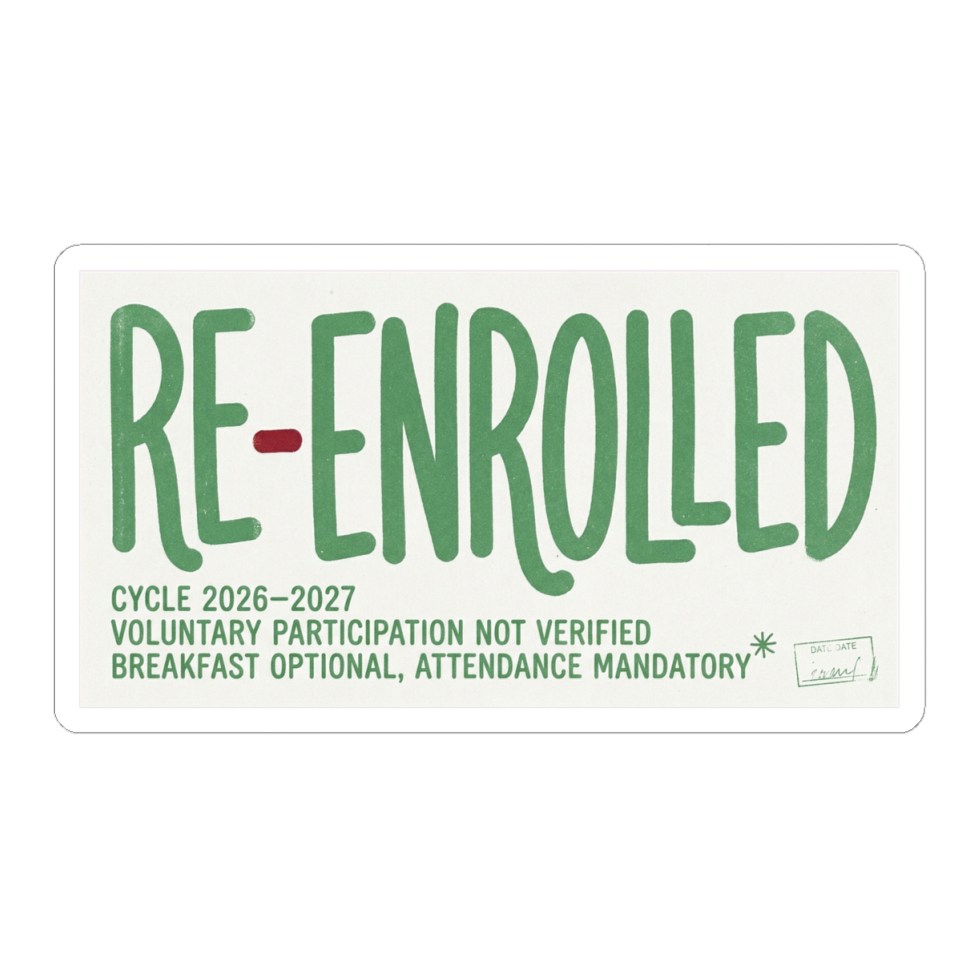 Re-Enrolled: Voluntary Participation Not Verified Funny Sticker