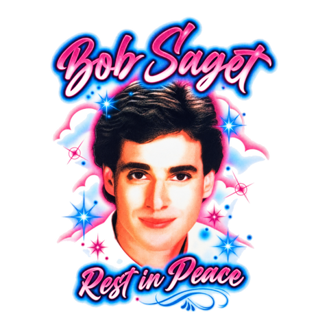 RIP Bob Saget Airbrush Sticker — Funny Airbrush Memorial — White