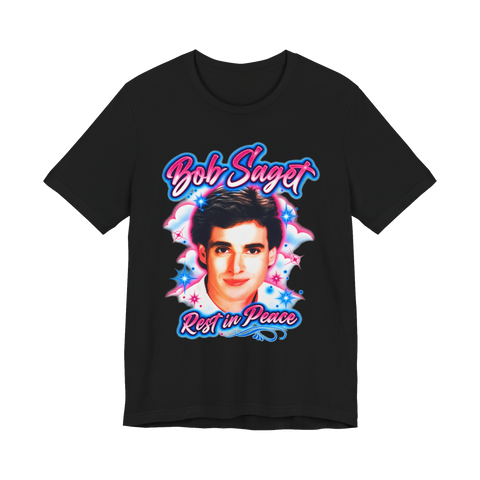 RIP Bob Saget Airbrush T-Shirt — Funny Airbrush Memorial — Black