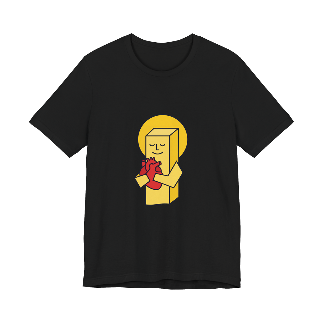 Graphic tee featuring a stick of butter putting a human heart to sleep with the text Shhh It's Sleeping