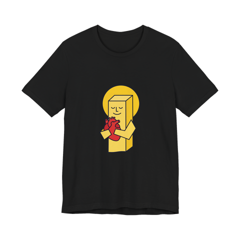 Graphic tee featuring a stick of butter putting a human heart to sleep with the text Shhh It's Sleeping