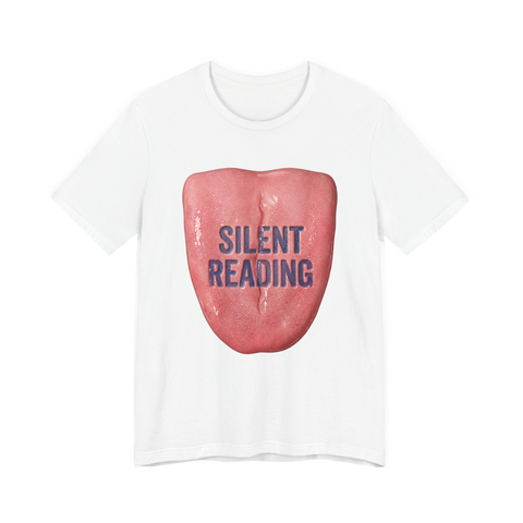 Silent Reading Flesh Wedge T-Shirt — Cursed Nostalgia Tee — White