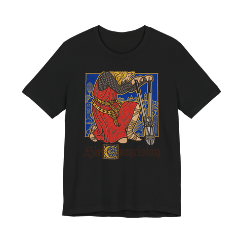 Sir Cumcision T-Shirt — Circumcision Knight Medieval Art Crude Pun — Black