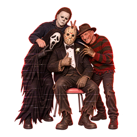 Slasher Photobooth Sticker — Funny Horror Movie Villains — White
