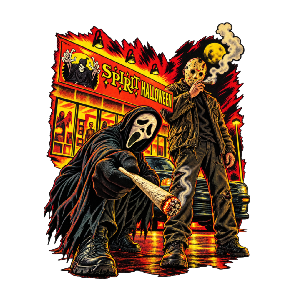 Slasher Smoke Break Sticker — Funny Ghostface Jason Spirit Halloween — White
