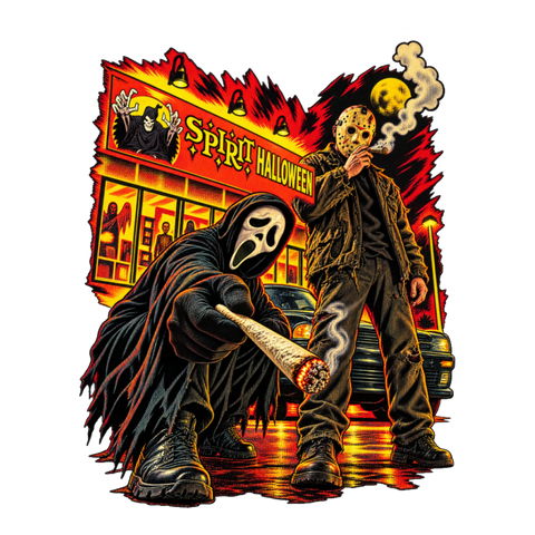 Slasher Smoke Break Sticker — Funny Ghostface Jason Spirit Halloween — White