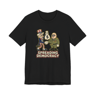 Spreading Democracy T-Shirt — Satirical Retro Cartoon Tee