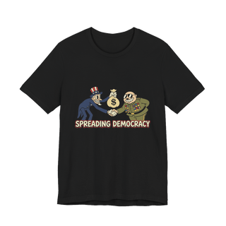 Spreading Democracy T-Shirt — Satirical Retro Cartoon Tee