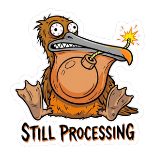 Still Processing Bomb Bird Sticker - Funny Mental Health Decal