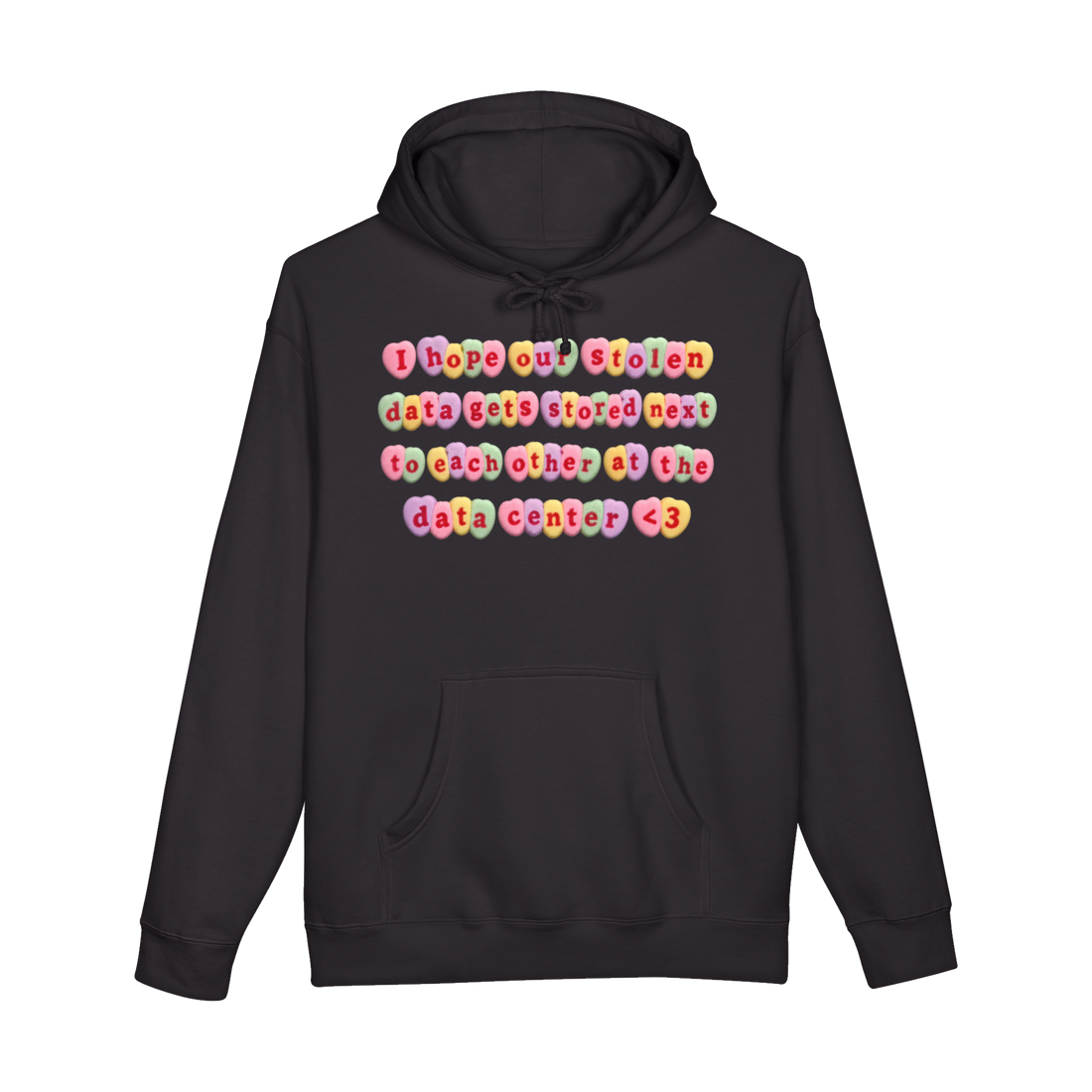 Stolen Data Sweethearts Hoodie — Center Valentine Cybersecurity Breach — Black