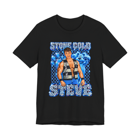 Stone Cold Steve T-Shirt — Blues Clues 90S Nostalgia Wrestling Bootleg — Black