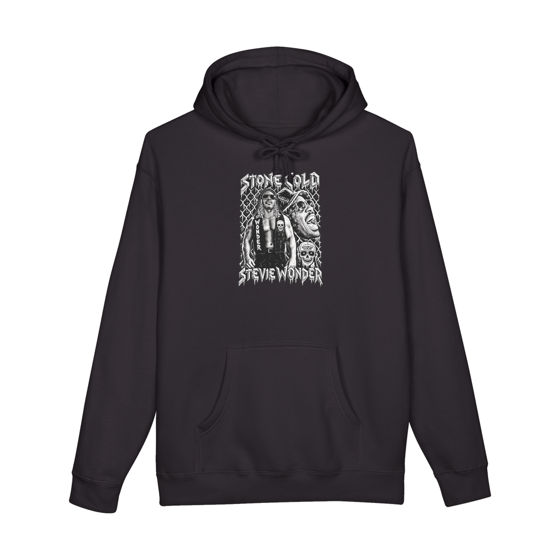 Stone Cold Stevie Wonder Hoodie — Steve Austin 90S Wrestling Wwe Music — Black