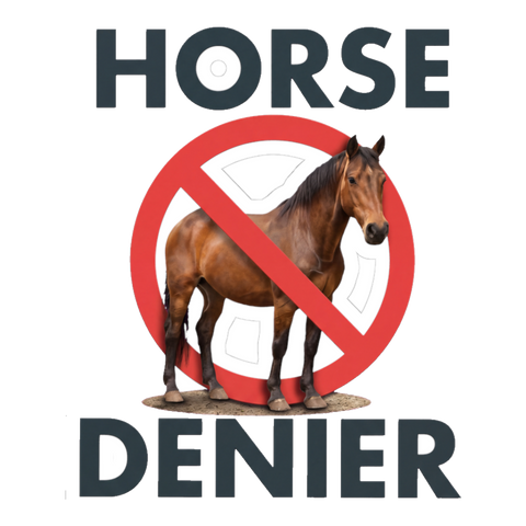 Stop Believing In Horses Sticker — Funny Horse Denier Conspiracy — White