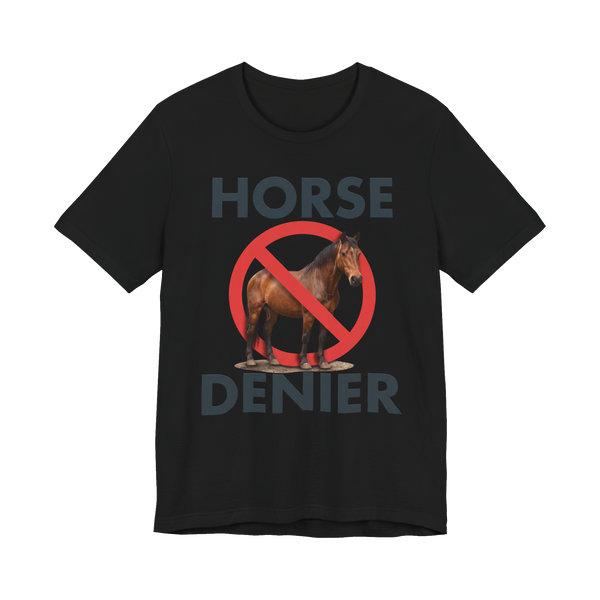 Stop Believing In Horses T-Shirt Fake Conspiracy Meme — Black