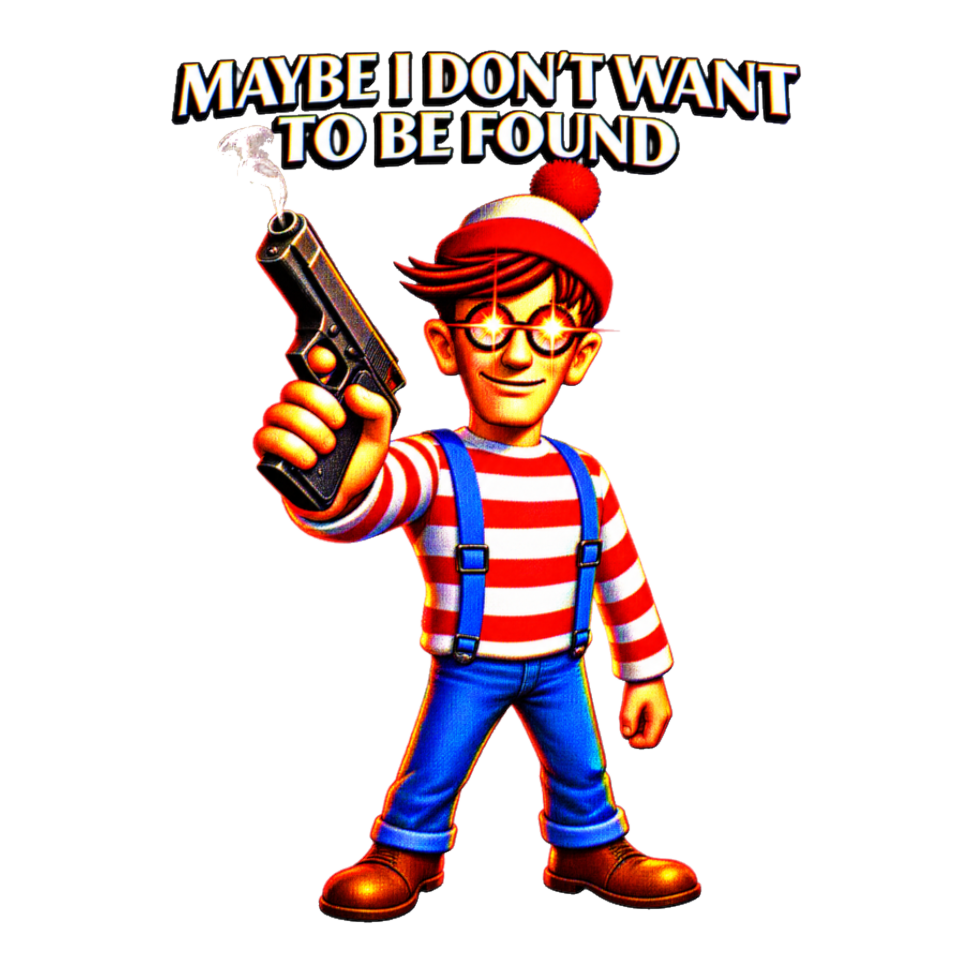 Stop Looking Sticker — Funny Where's Waldo — White