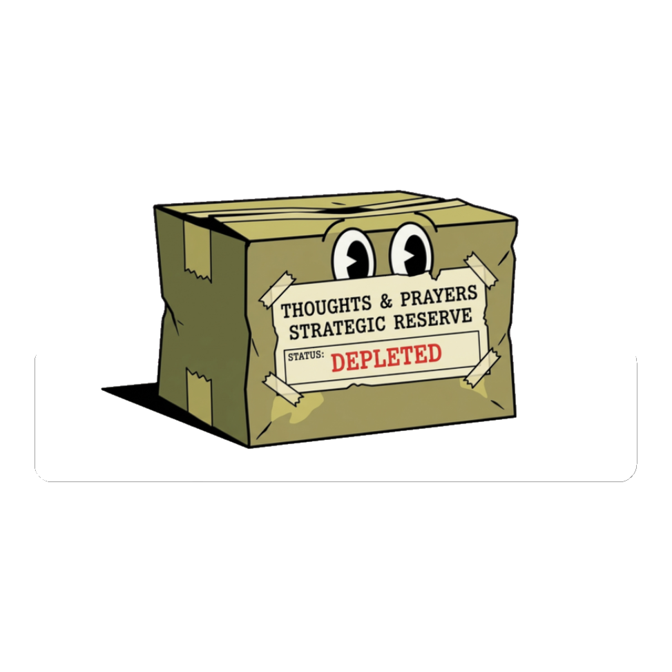 Depleted Thoughts & Prayers Strategic Reserve Sticker