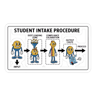 Student Intake Procedure Sticker — Funny College Debt Decal