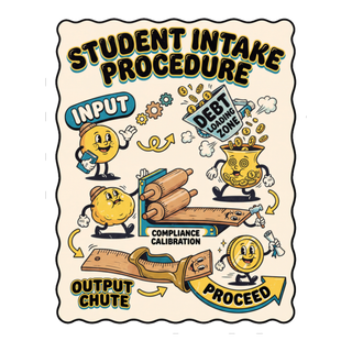Student Intake Procedure Sticker — Funny College Debt Decal