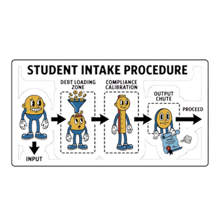 Student Intake Procedure Sticker — Funny College Debt Decal
